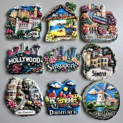 Fridge Magnets Hawiii Singapore San Francisco Danmark Holland Turkey Brazil Egypt Iceland Tourist Souvenir Gifts