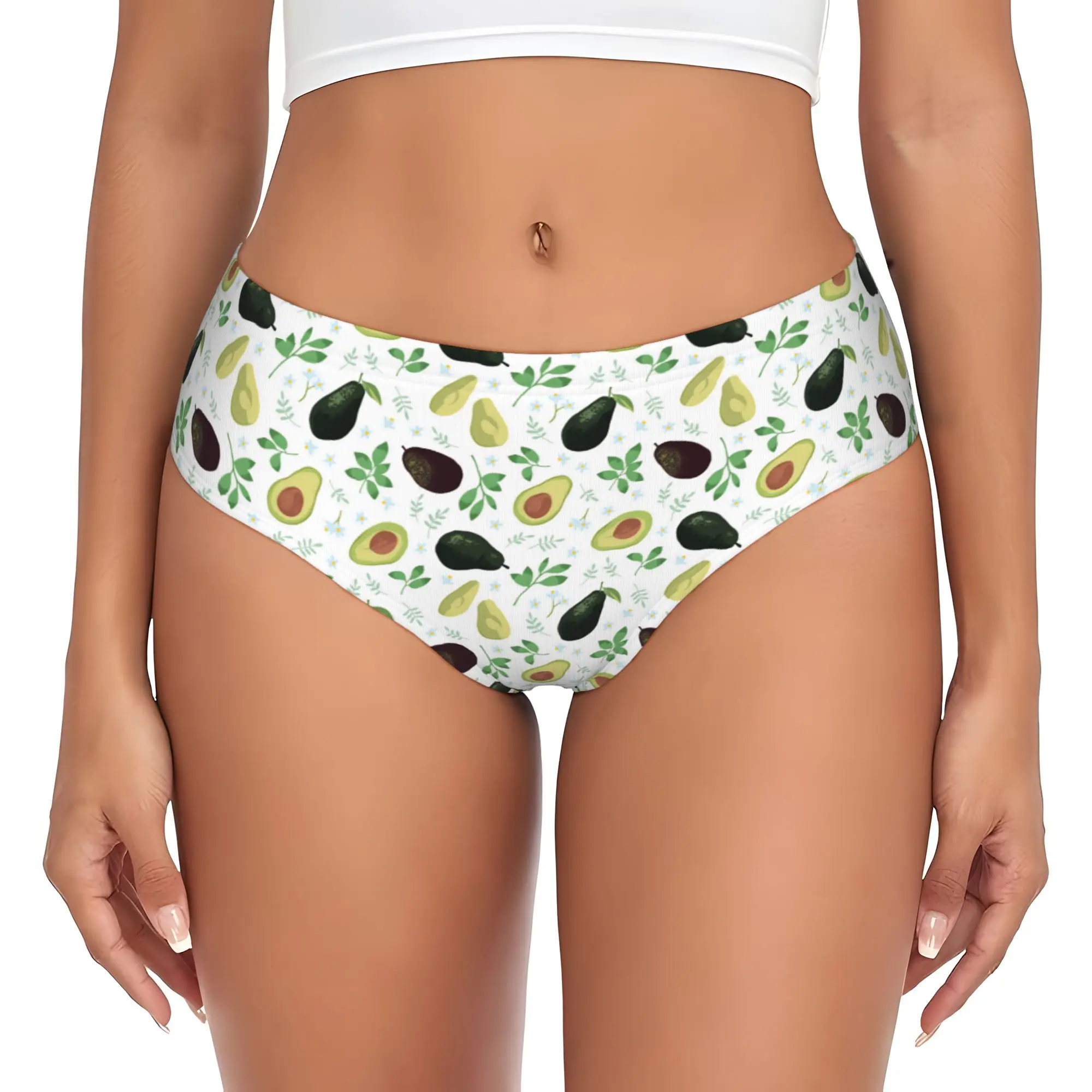 Women Avocado Fruit Panties Stretch Fresh Summer Style Briefs Underwear