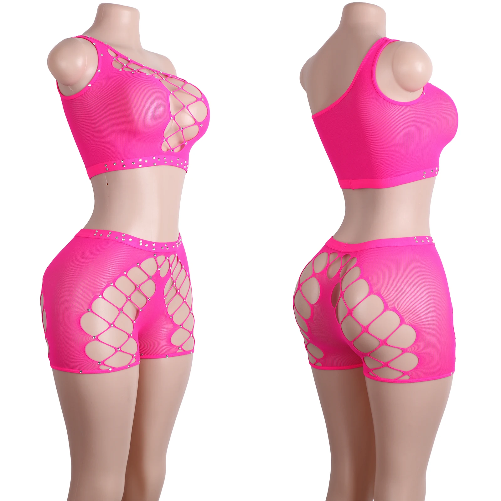 

Экзотический костюм для танцев: боди, сетчатые шорты с кристаллами, комплект из двух предметов для стриптиза, сценический костюм для клуба, нижнее белье для взрослых, наряд для ночного клуба