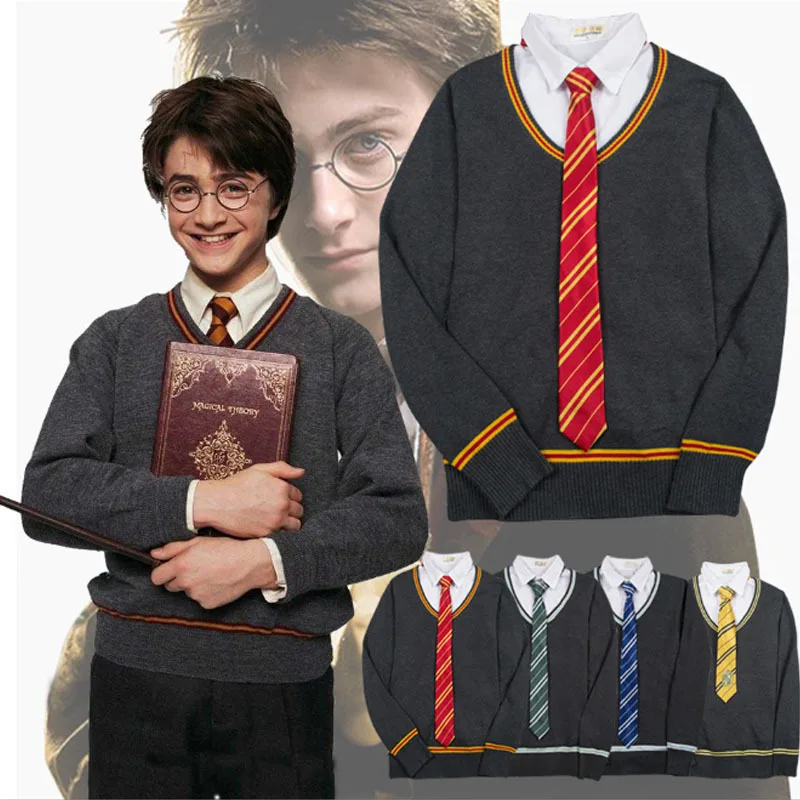 أزياء هاريز التأثيرية للمدرسة السحرية huffleنفخة Ravenclaw سليذرين معالج الخامس الرقبة طويلة الأكمام سترة بلا أكمام محبوك سترة