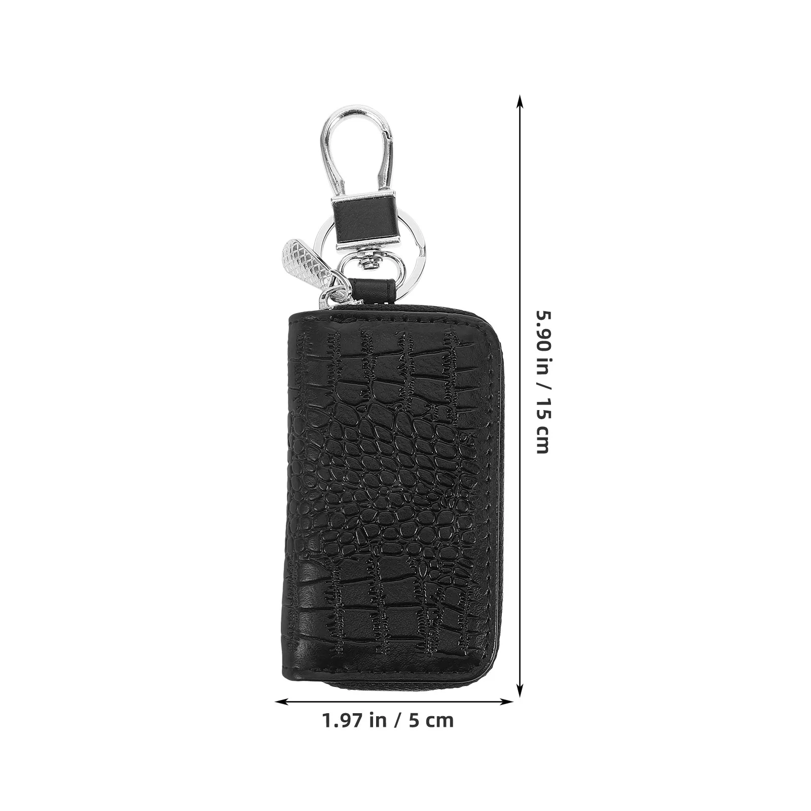 Crocodile Grain Car Key Case Elegant Unique Surface Pattern Heavy Duty Zipper Protection Universal Compatibility for