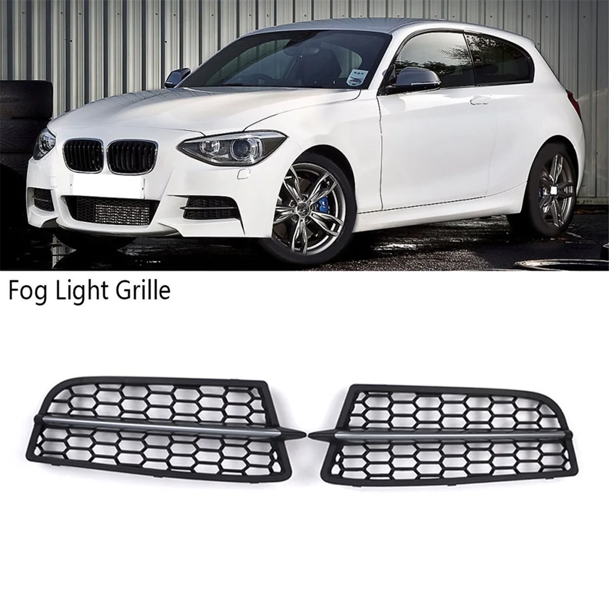 Fog Lamp Grille Anti-Collision Tough L/R Front Bumper Fog Light Grille for BMW 1 Series F20 F21M 2011-2015,B