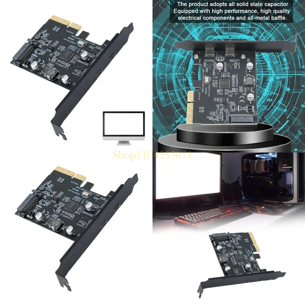 

Бестселлер 2-порт Type-C PCI-E Card Card PCI-EXPRESS 4X до USB 3,2 Gen Adapter Riser Adapter