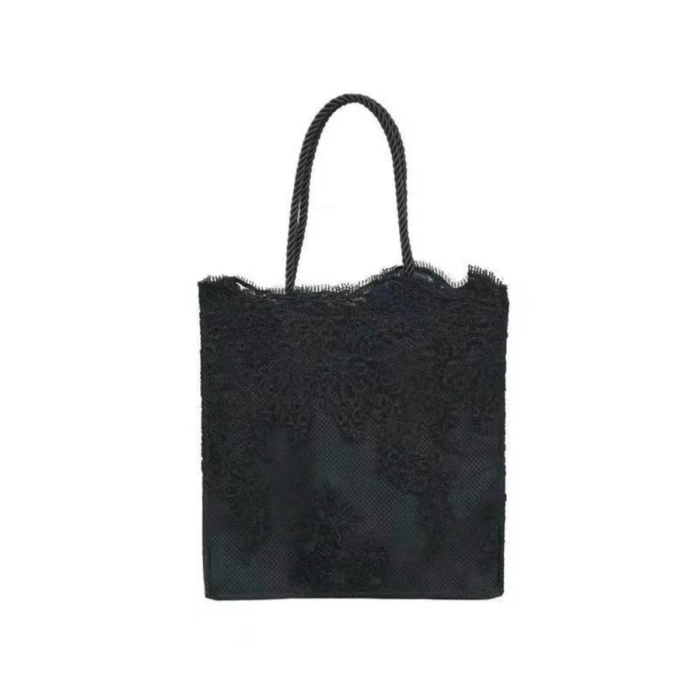 Fashion Lace Handbag Solid Color Large Capacity Wedding Bag Foldable Nylon Shopping Tote view 4