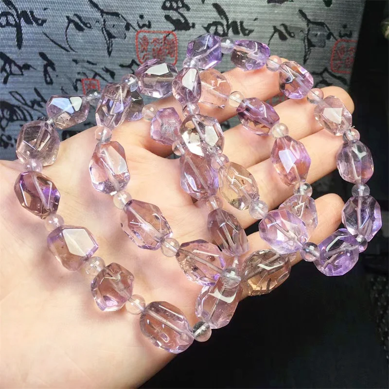 Natural Freeform Amethyst Bracelet Women Fashion Lavender Quartz Stretch Bracelet Yoga Energy Wristband Jewelry 10mm