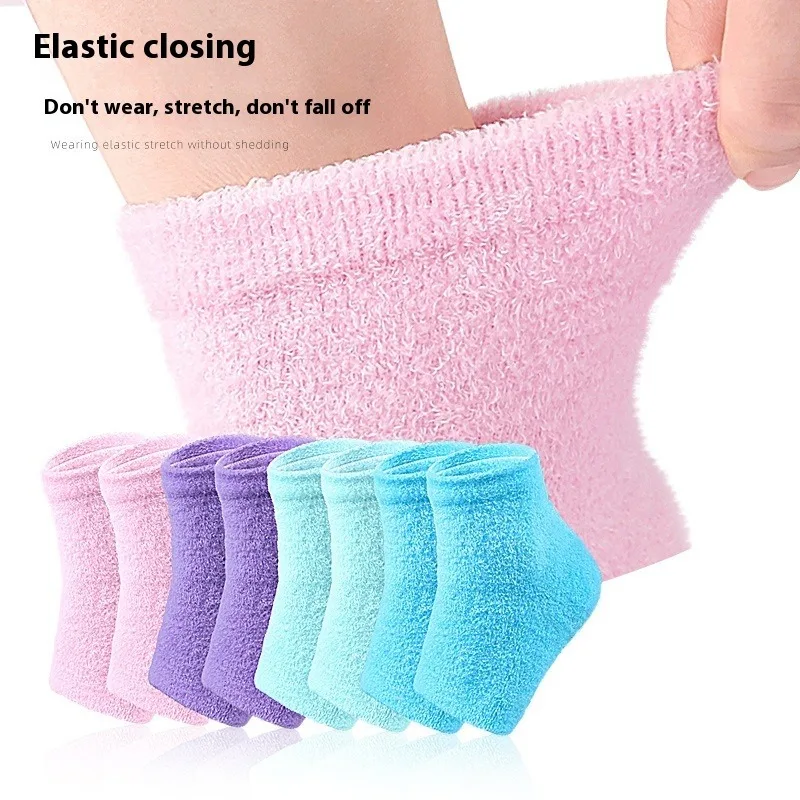 Гелевые носки на каблуке из перьевой пряжи, короткие без пальцев, нескользящие силиконовые перчатки для рук, защитные рукава из растительного волокна с полным носком