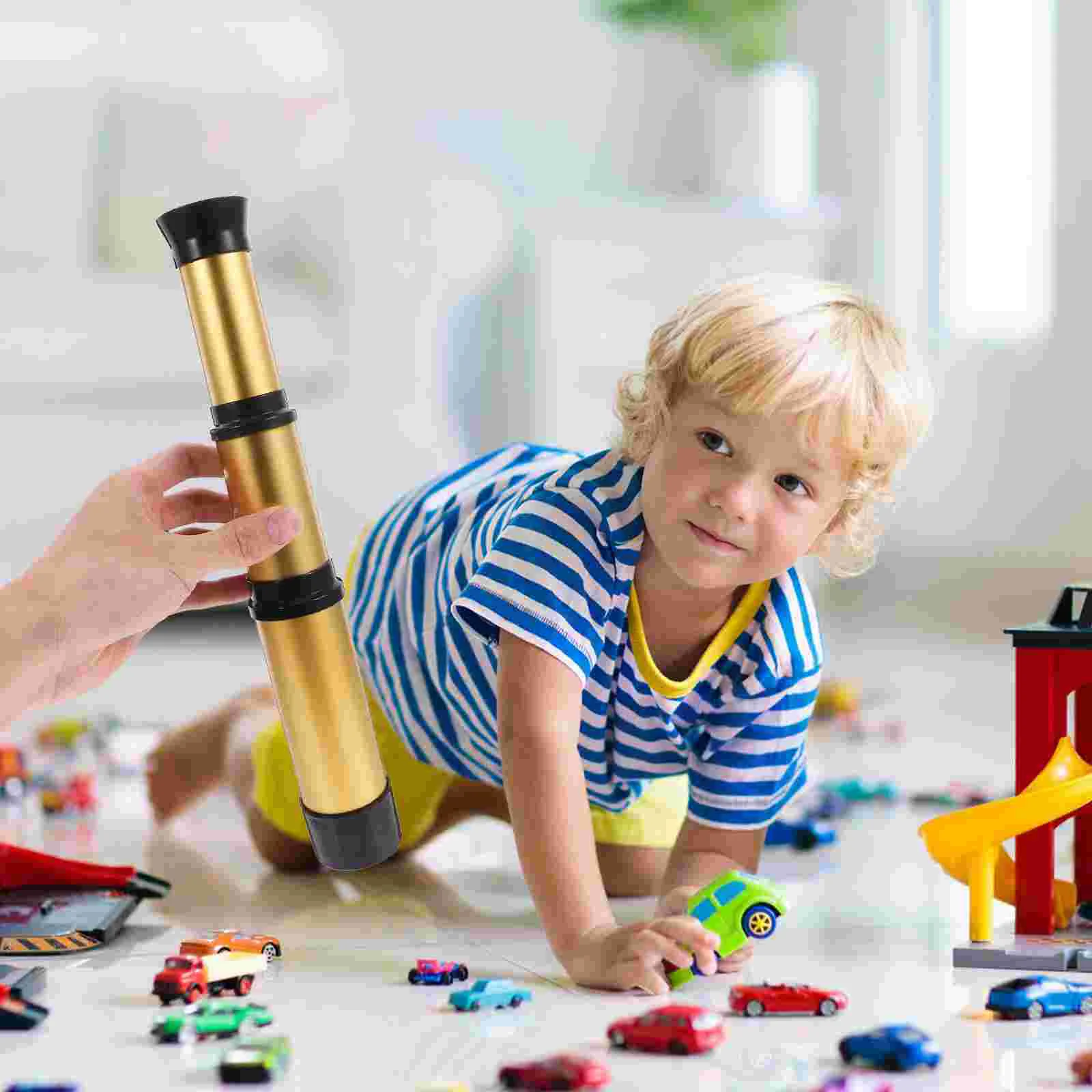 Single-Tube Telescope Retractable Telescope Science Experiment Toy Kids Telescope Toy (Golden) children telescope