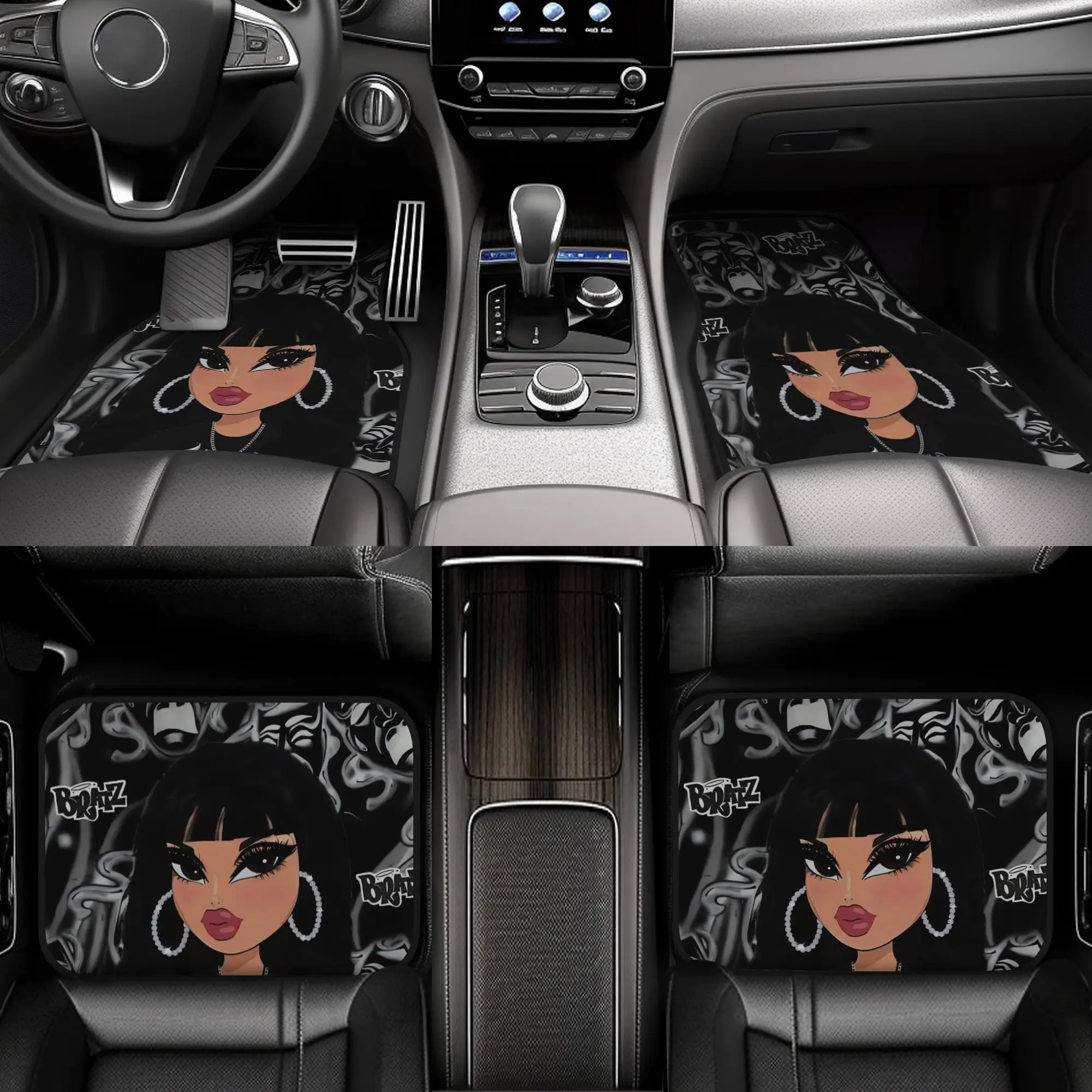 Bratz Themed Simple And Elegant Four Piece Floor Mat Set For Your Car Cabin Enhances Overall Appearance And Works Well With Most