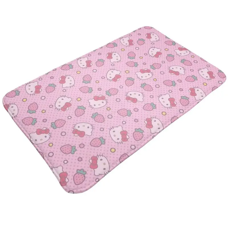 Custom Pink Bow Animated Anime Hello Kitty Doormat Mat Anti-Slip Kitchen Bathroom Bedroom Rug Carpet 40*60cm