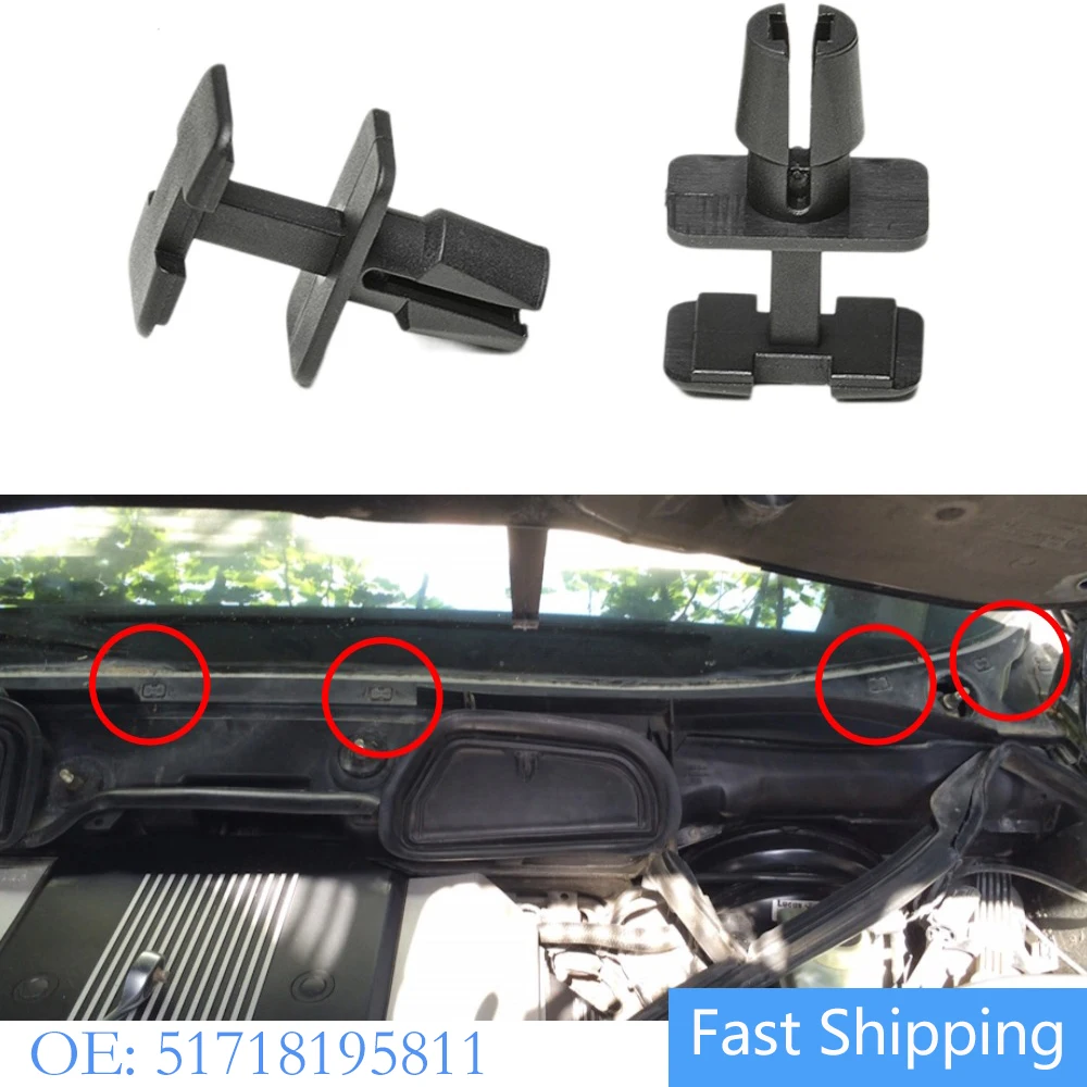 النايلون القلنسوة العلوي برشام دفع نوع التجنيب كليب لسيارات BMW E32 E38 F25 X3 51718195811 الزجاج الأمامي القلنسوة أو لوحة Scuttle #1