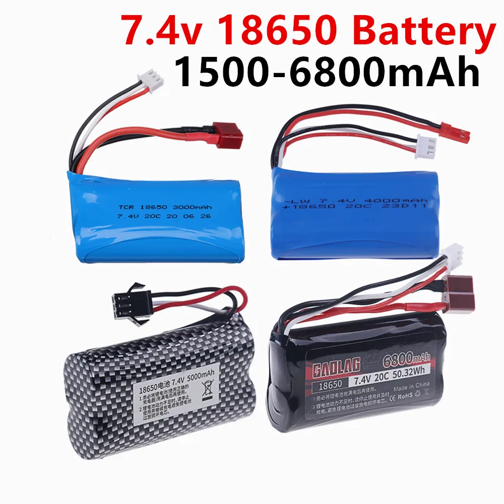 7.4V 1500mAh/3000/5000/6800mAh 18650 Li-ion Battery For Wltoys 10428 /12428/12423 RC Car 2s Bateria For MN82 MN128 MN78 LC79