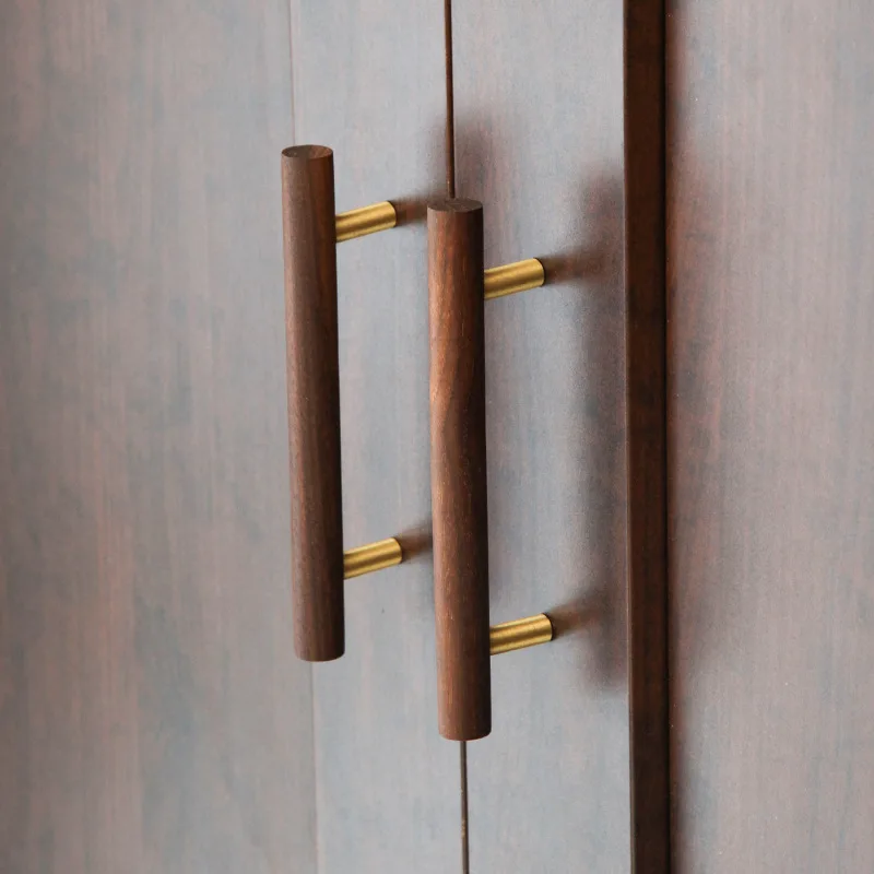 Tiradores de madera de nogal nórdico para muebles, Pomo de puerta de armario, cajón, decoración de barra en T, herrajes para muebles