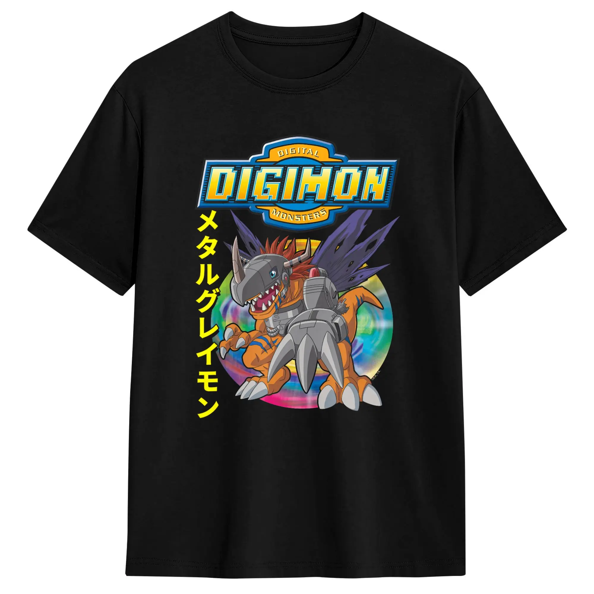 Футболка Digimon Metalgreymon с изображением в позе и логотипом, летняя, новинка, мужская, 100% хлопок, с круглым вырезом, больших размеров, топ, футболка с коротким рукавом