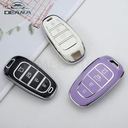For Hyundai Santa Fe Tucson 2022 NEXO NX4 Atos Prime Solaris 2021 TPU Car Remote Key Case Cover 4 Button Auto Accessories