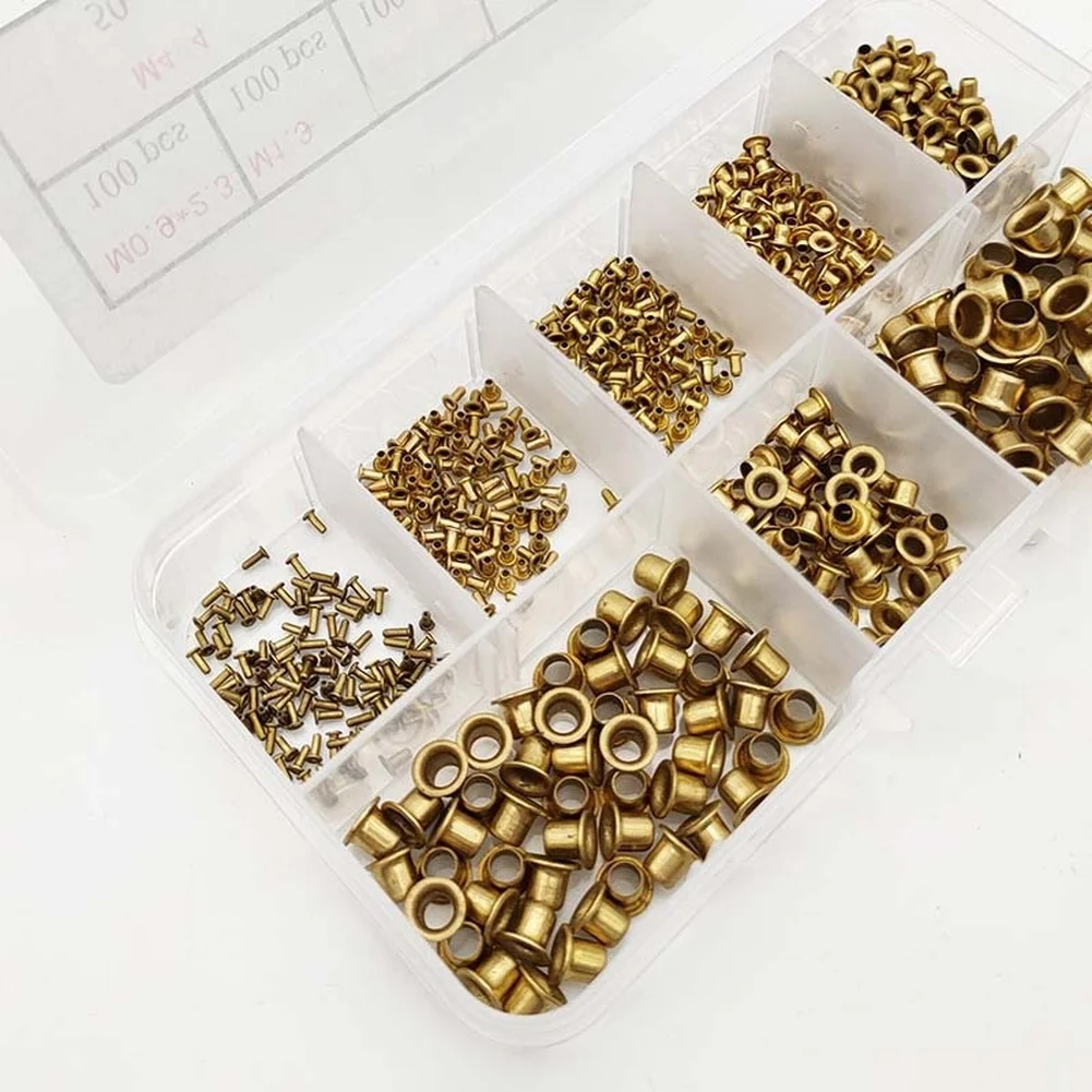 DIY Fastener Kit Brass Hollow Rivets Wear Resistant Brass Fully Hollow Structure Secure Fastening Design Brass