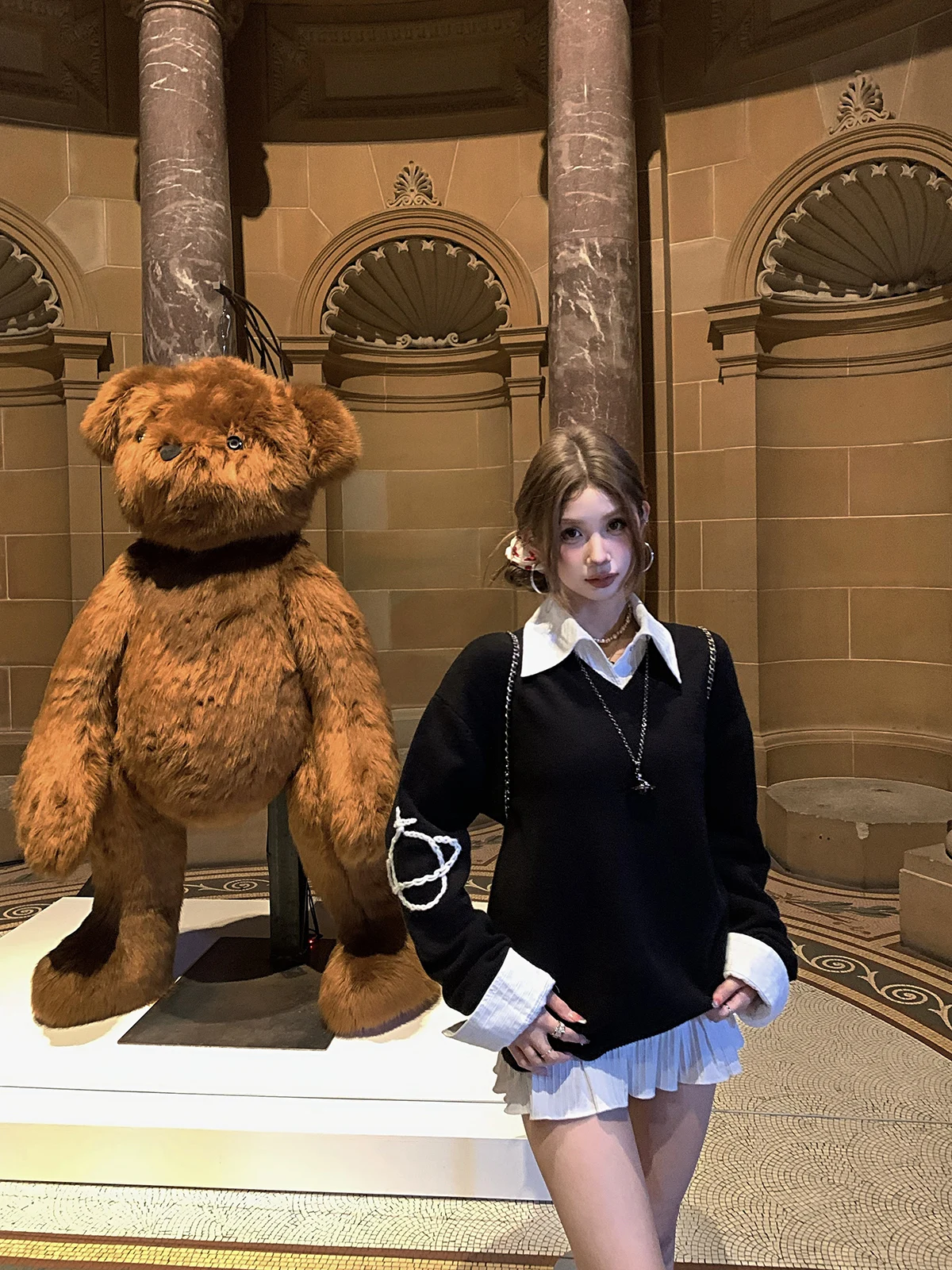 

Tongiiuu Sydney Diary Lazy Sle вязаный свитер с v-образным вырезом женский свободный топ для похудения из полиэстера, акрила, нейлона, смеси Long Sve