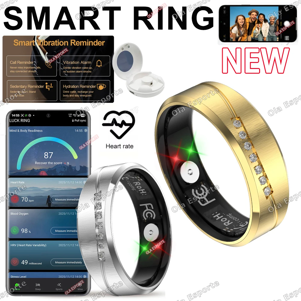 

New 2026 Vibration Smart Ring Call/Alarm Clock Reminder Heart Rate Body Temperature Health Monitor Smartring Multi Sports ring