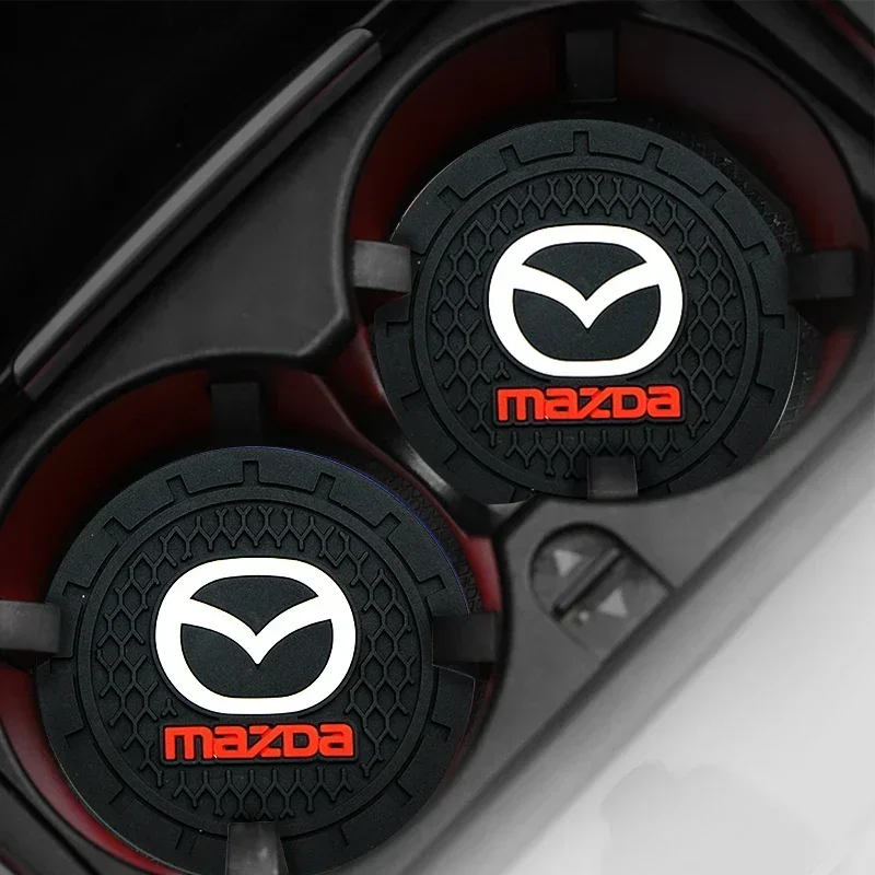

2PCS Car Water Cup Coaster Non-slip Silicone Mat Auto Interior Decor for Mazda 3 Mazda 6 CX-5