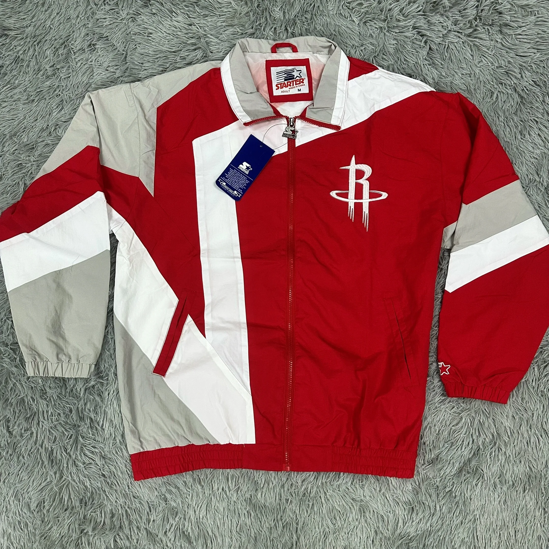 

American Retro Baskeall Starter Jaet Loose Casual Sports Sle Embroidered Coat Roet T Loose Fit Long Sve Zipper