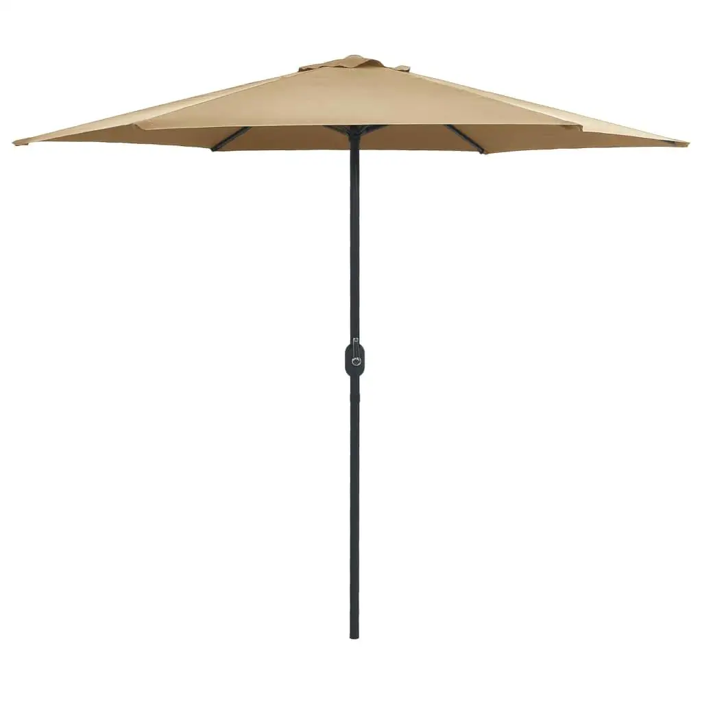 270x246 cm Taupe Garden Parasol with Durable Aluminium Pole for Outdoor Shade