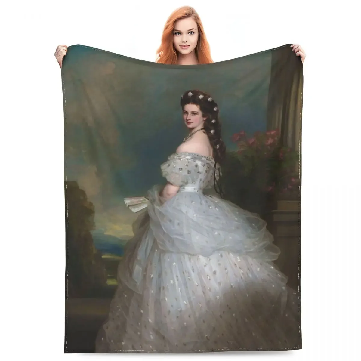 Portrait Of Empress Elisabeth Of Austria Blankets Fleece Print Cozy Ultra-Soft Throw Blanket for Bed Outdoor Plush Thin Quilt