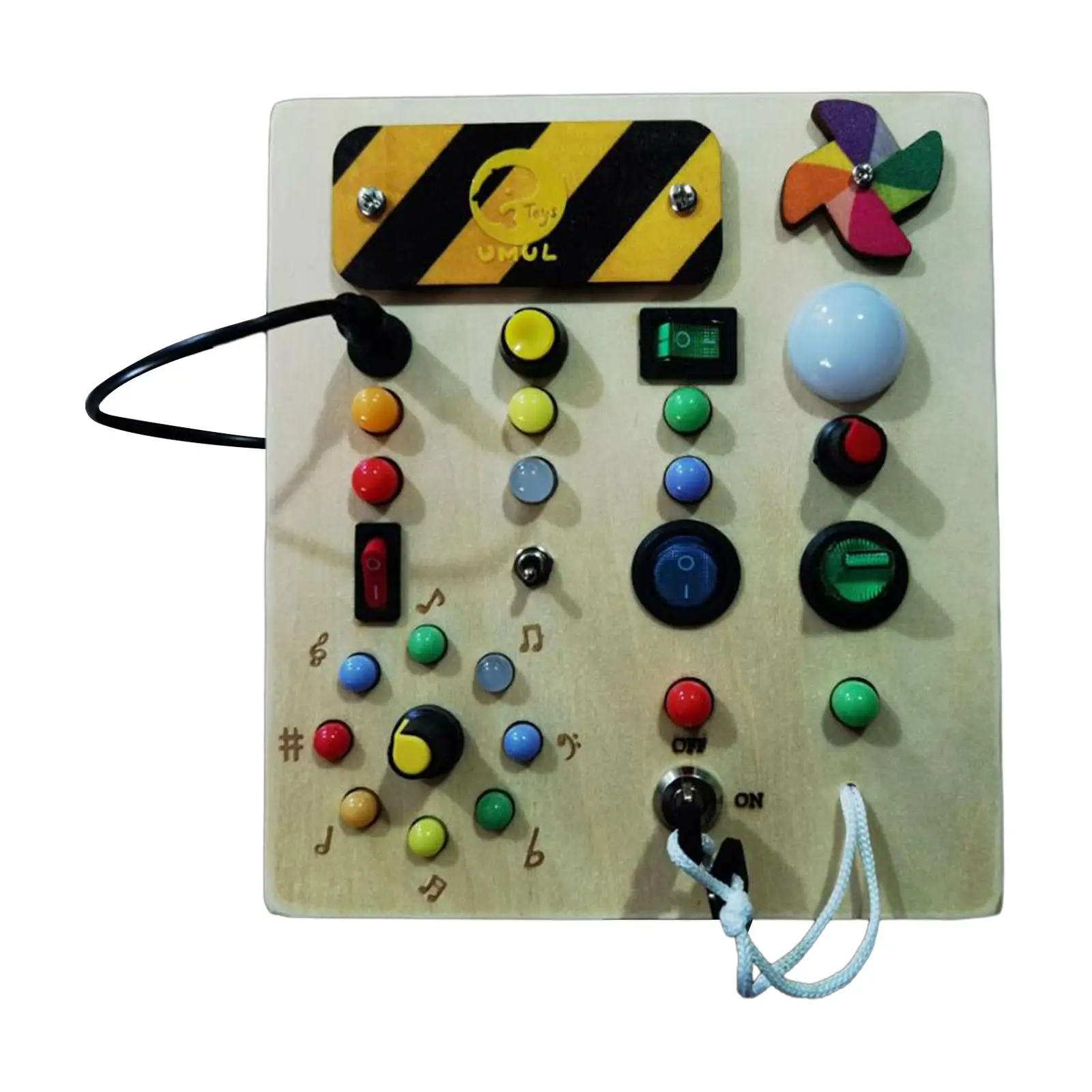 

Lights Switch Busy Board Toys with Buttons Sensory Toys Travel Toy Wooden Control Panel for Children Age 3 + Toddlers Gifts