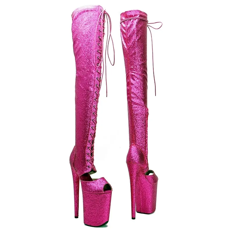 LAIJIANJINXIA New 23CM/9Inch PU Upper Women's Platform Party High Heels Modern Over The Knee Boots Pole Dance Shoes 150