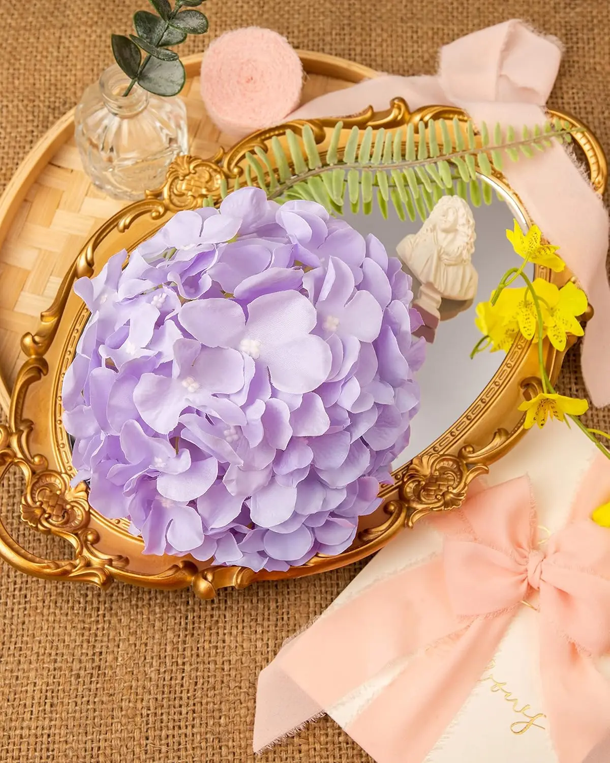 6 Stück 8,7 Zoll Seiden-Hortensien-Blütenköpfe mit Stielen, künstliche Hortensien-Blumen für DIY-Hochzeits-Mittelstück, Heimdekoration – Detail 21