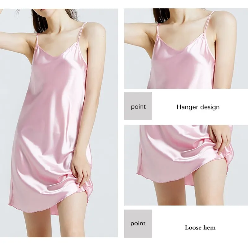 New Home Wear Sexy Satin Loungewear Female Nightdress Intimate Lingerie Sleepwear Short Satin Nightgown