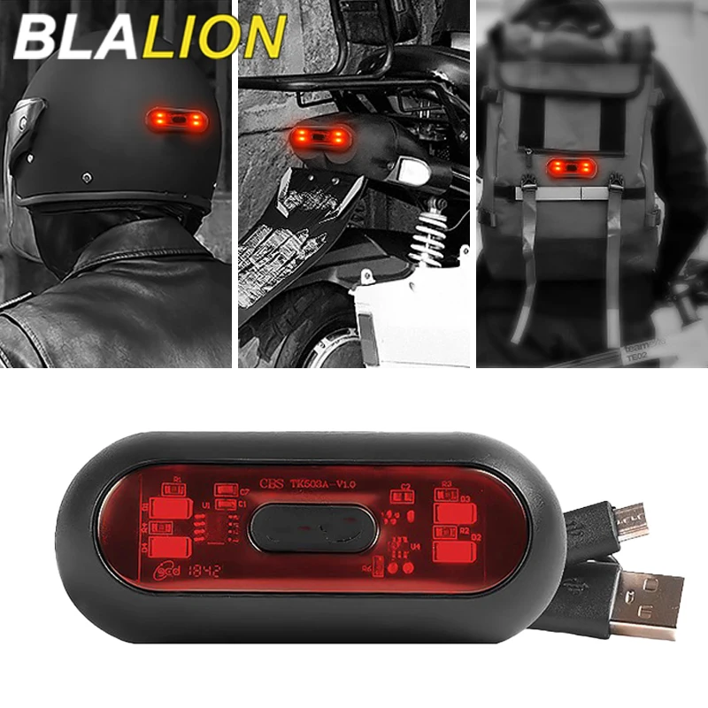 BLALION Motorcycle Helmet Light Bike Taillight Waterproof USB Rechargeable Bicycle Helmet Taillight Safety Signal Warning Lamp