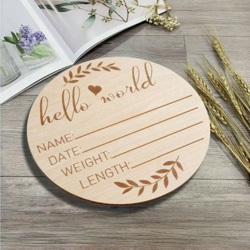 Hello World Sign, Wooden Name Announcement Sign, Birthday Wooden Sign, Birth Announcement Sign For Photo Gift