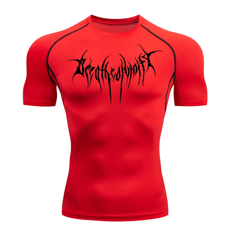 Gym T-shirt Men Running Short Sleeve Shirt Compression Sports Top Bodybuilding T-shirt Quick Dry Black Sportswear Rashgarda MMA