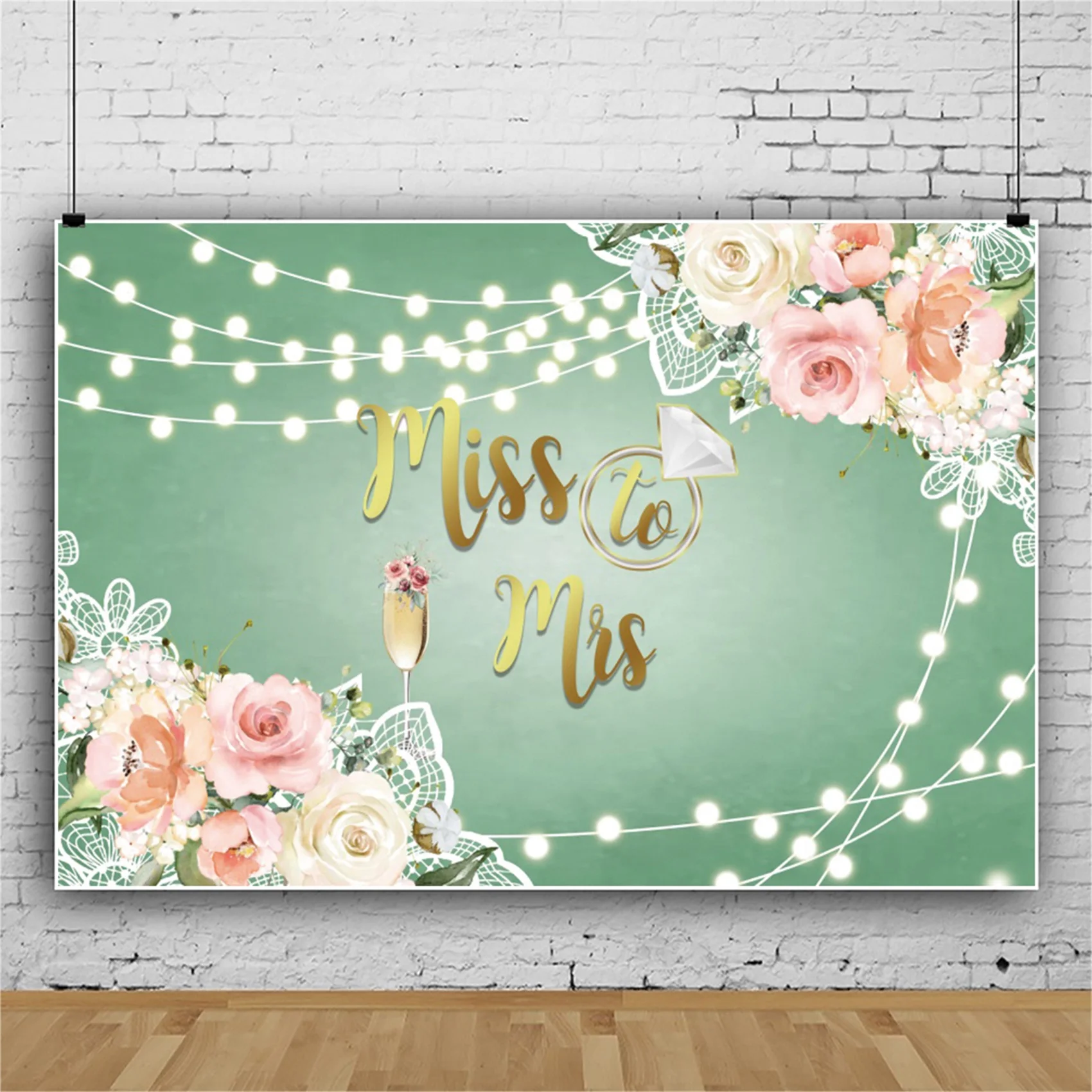 Laeacco Miss to Mrs Photography Backdrop Pink Floral Ring Bridal Shower Bride to Be Engagement Portrait Cusotmized Background