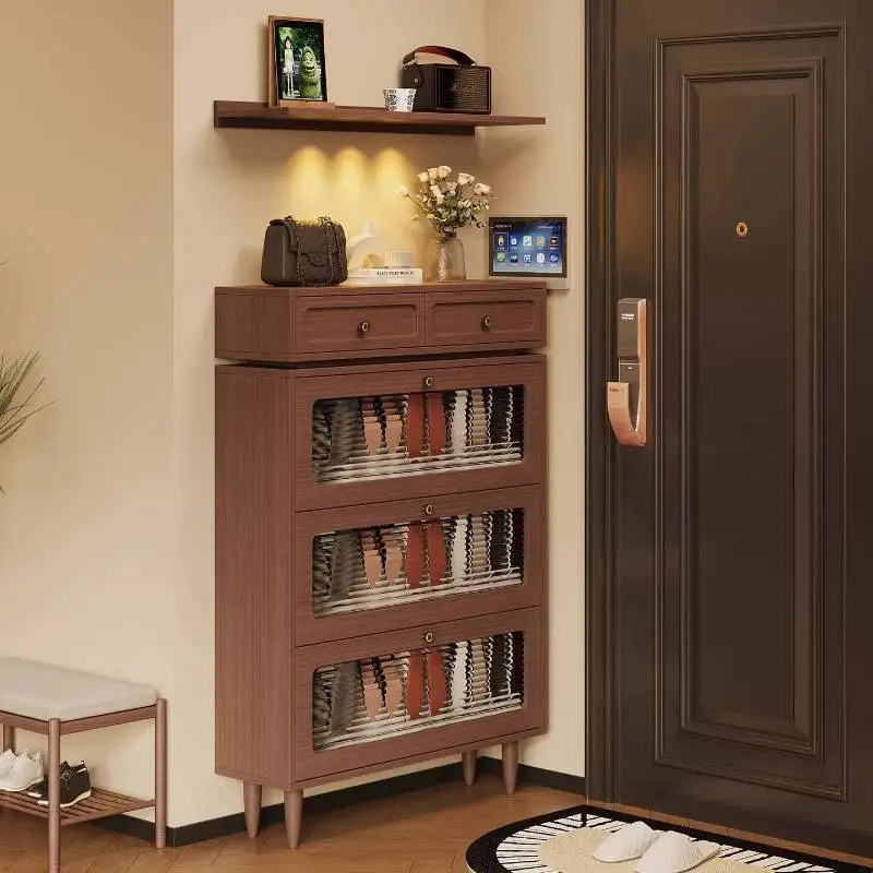 

Durable Minimalist Shoe Cabinet Storage Entryway Drawers Corridor Shoe Rack Apartments Corner Organizador De Zapatos Furniture