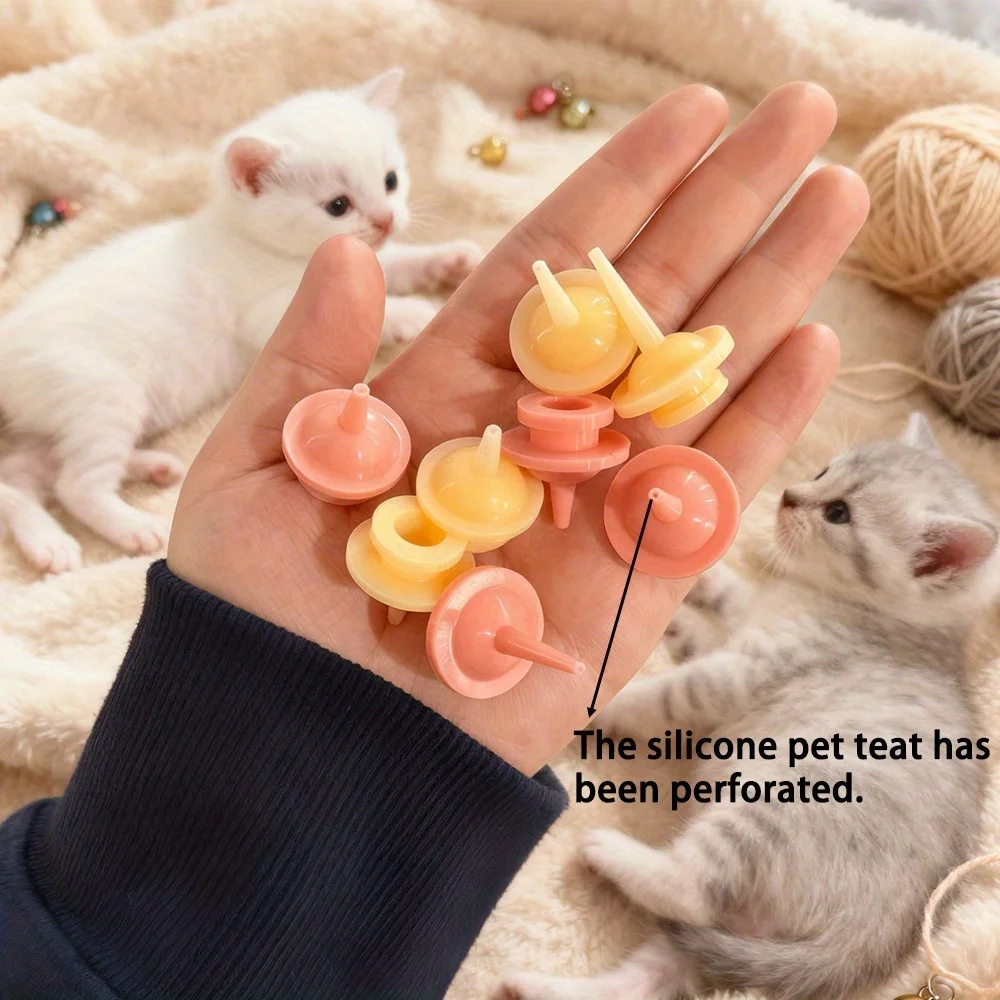 10 pieces of animal silicone nipples, for feeding milk, water, medicine and deworming (without syringes, only nipples)