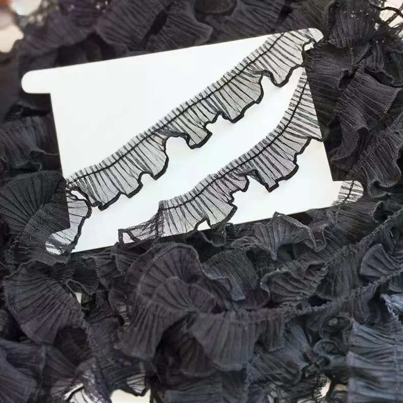 2 yards mesh ruche borduurwerk kant stof trim voor rok zoom hoofddeksels accessoires doe-het-zelf naaien reparatie