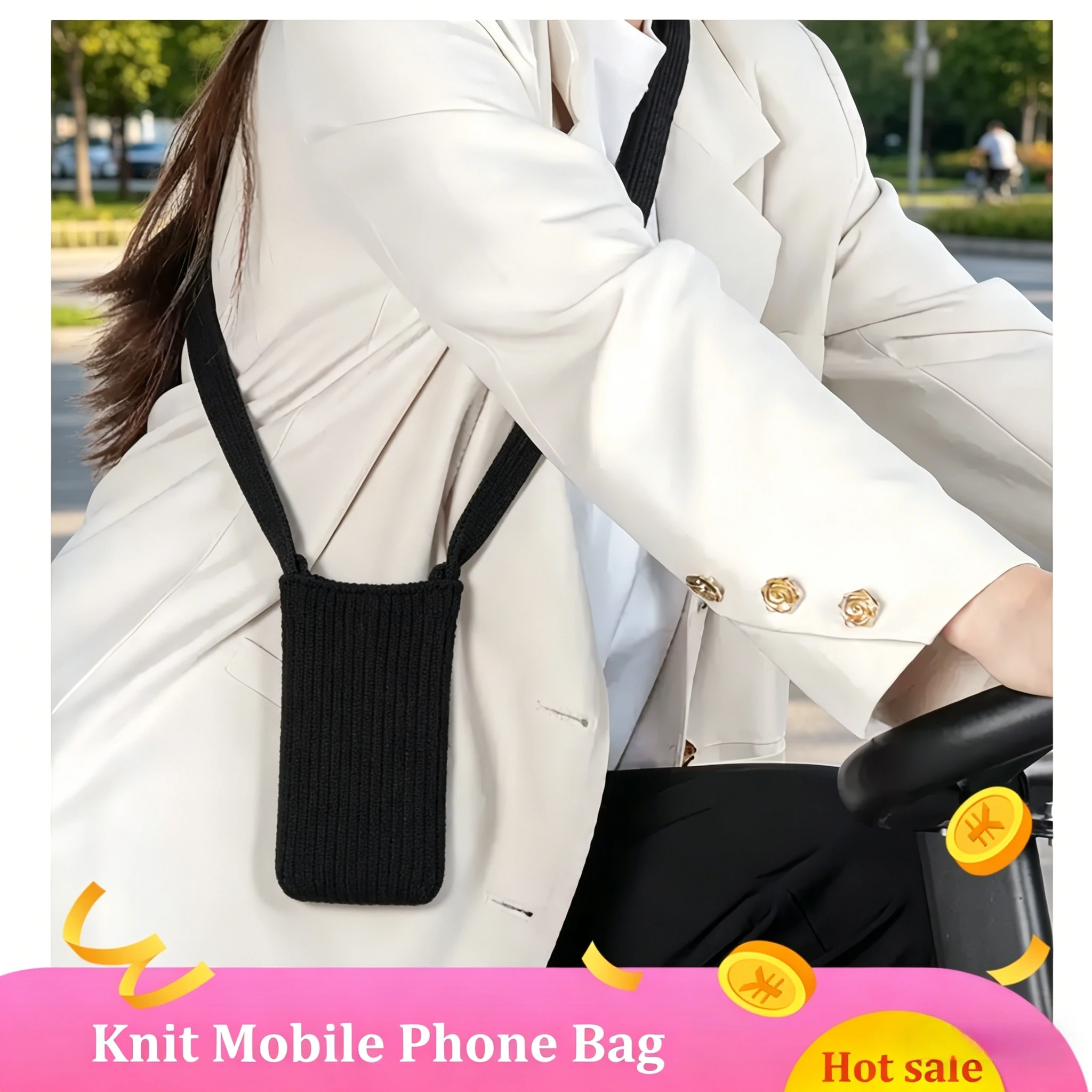 New Phone Pocket Woven Bag Short 40cm Long 80cm Fashion Accessories High Knitted Mobile Phone Mini Bag Portable view 4