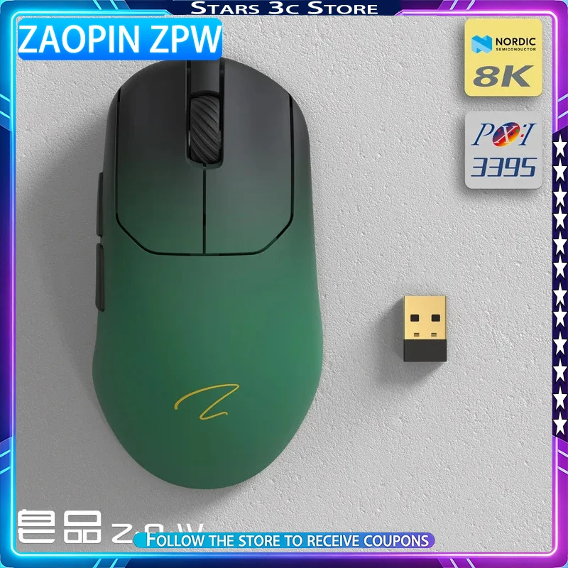 Zaopin ZPW Gaming Mouse Wireless Tri Mode TTC Golden Wheel Esports Encoder 8k Low Latency Gaming Mouse Computer Accessory