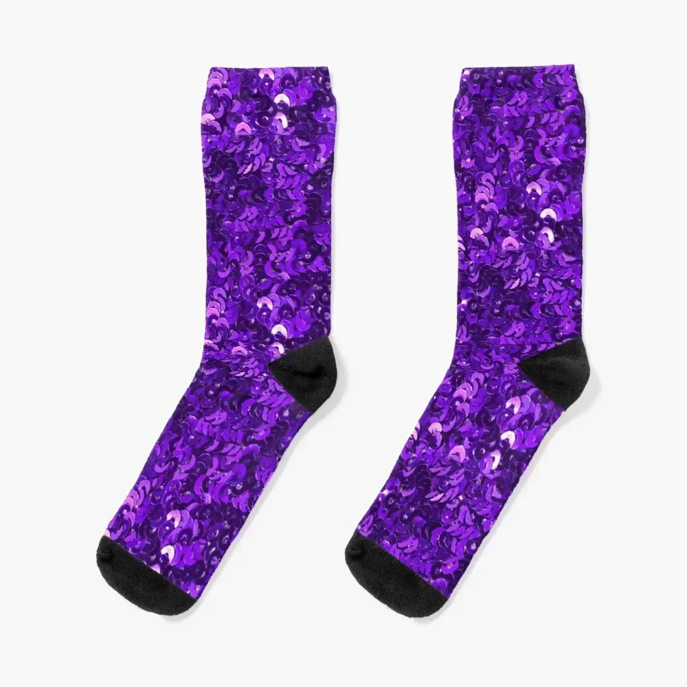 Purple Sequin Print Socks cycling shoes Antiskid soccer Socks Woman Men's