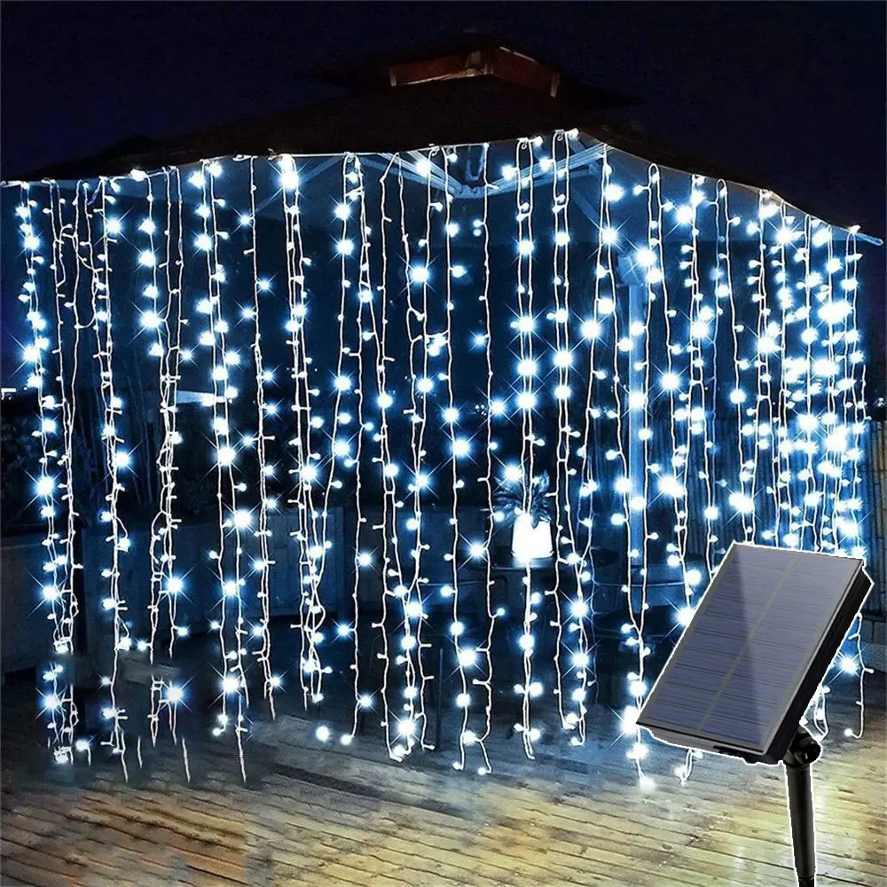 Imagem -02 - Halloween Led Light Garland Festão Fada Solar Cortina Corda Casamento Home Party Decor Natal ao ar Livre Feriado m 6m