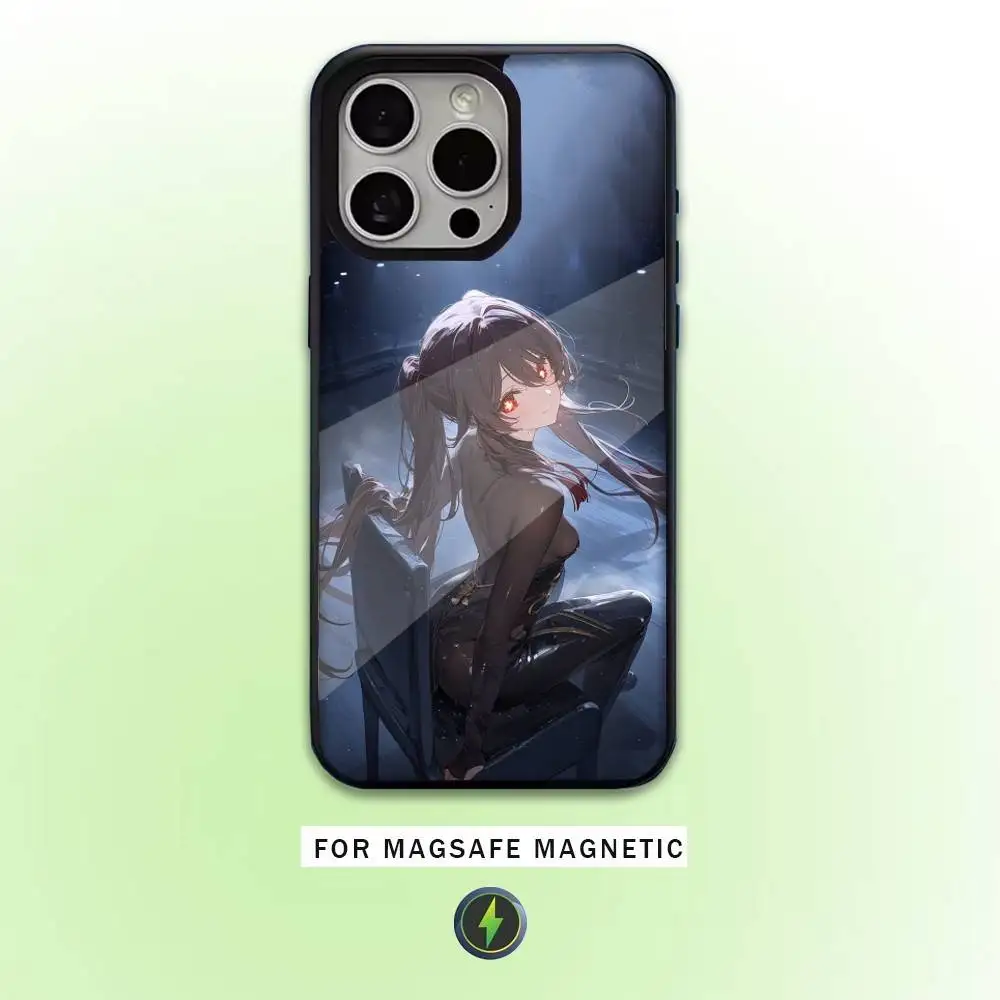 เคสโทรศัพท์ลายเกมยอดฮิต Genshin Hu Tao สำหรับ iPhone17,16,15,14,13,12,11 Plus,Pro Max รองรับแม่เหล็กสำหรับการชาร์จไร้สาย Magsafe