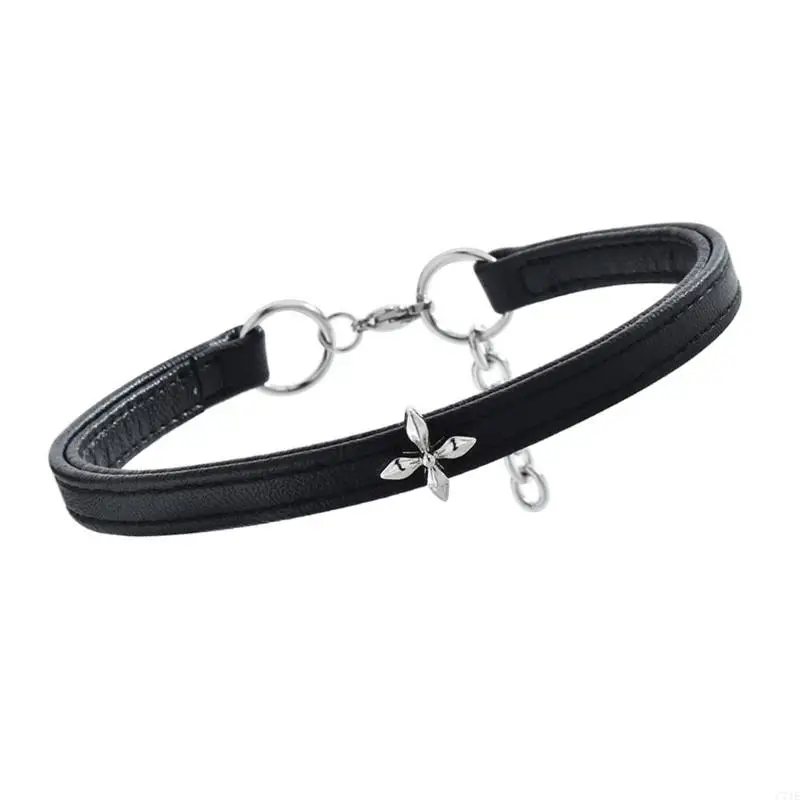  Gothic Punk Collar Necklace Lightweight Alloy Leather Designs Comfort Fit Neckchain For Daily Wear Or Parties