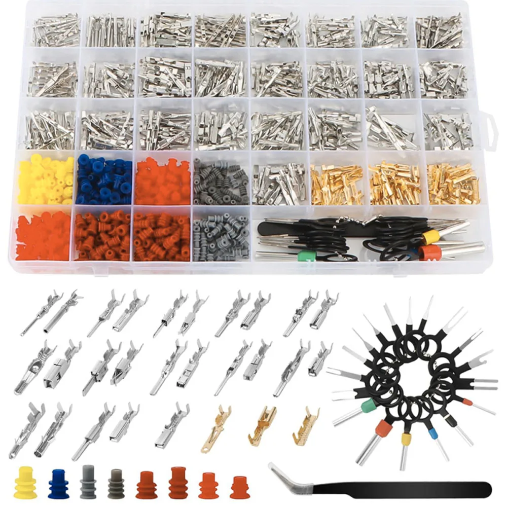 

969 шт. комплект автомобильных контактных разъемов, 28 типов электрических разъемов для мужчин и женщин, клемма 1/1,5/1,8/2,2/2,3/2,8/3,5 мм