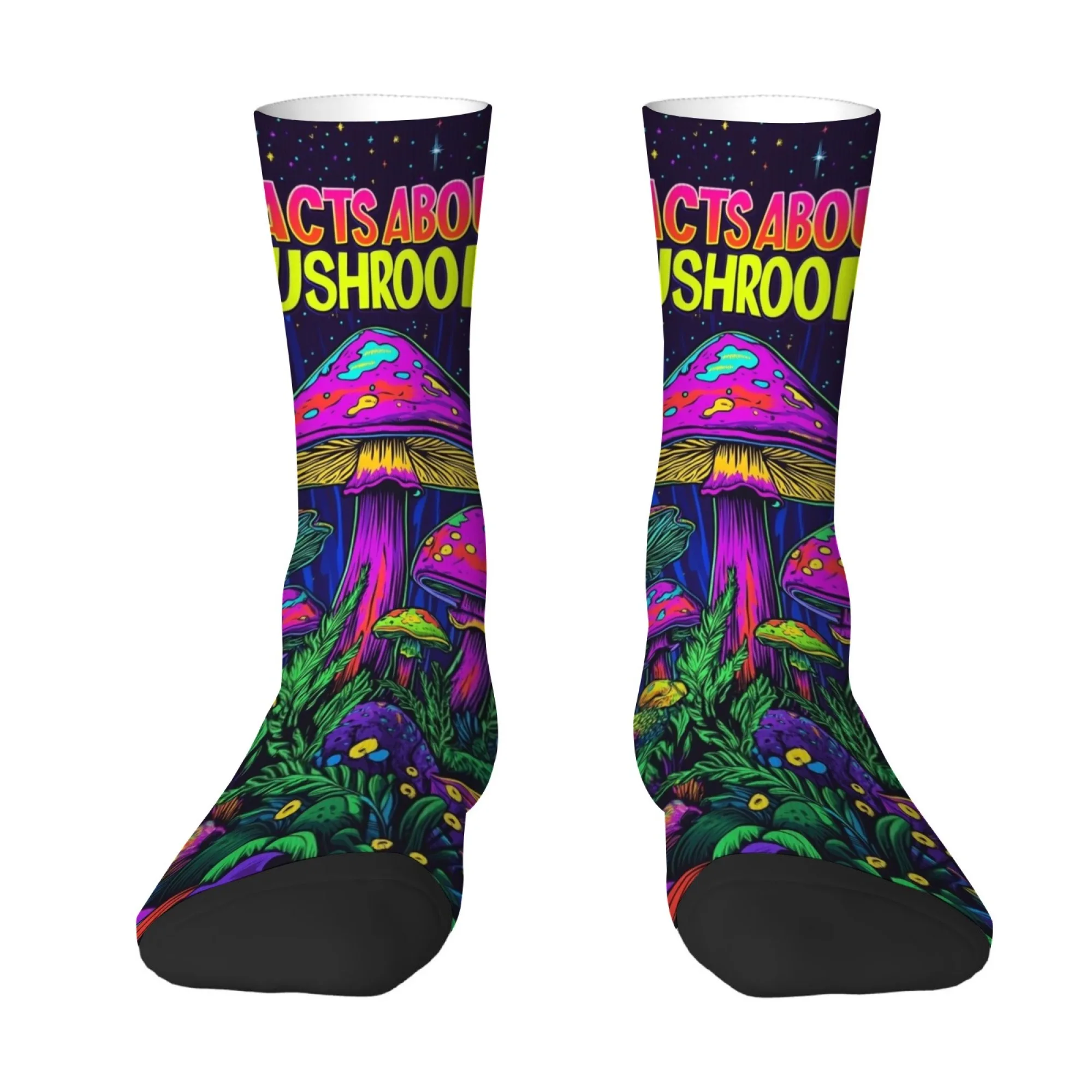 

Психоделические мужские носки до середины икры с цветными блоками и принтом грибов, в стиле хиппи-рок, модные, удобные и прочные