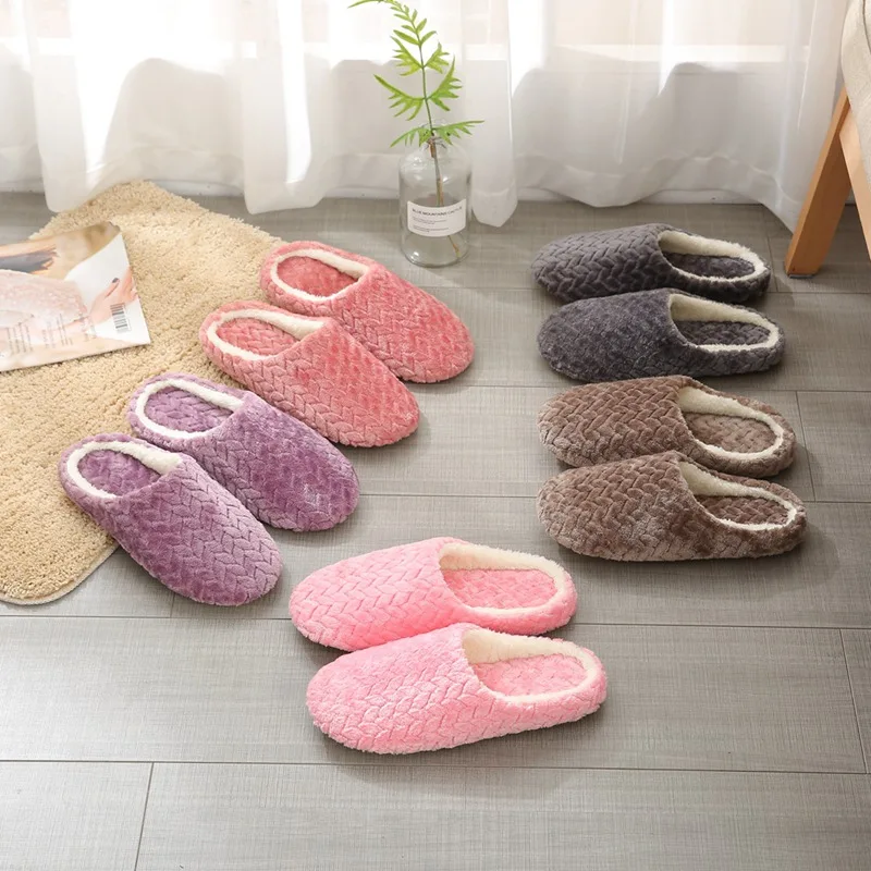 Unisex Fluffy Home Slippers Soft Lightweight Anti Slip Comfortable Indoor Slides for Autumn Winter Couples Plush House Slippers