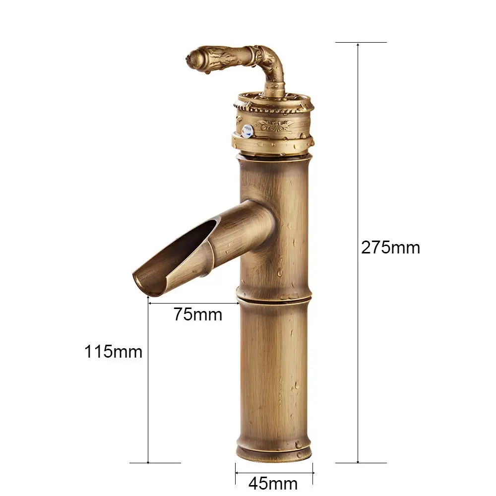 Imagem -06 - Bacia do Banheiro Torneira Latão Sink Mixer Deck Mount Antique Retro Single Handle Bamboo Estilo Vanity Sink Mixer Tap Zr237