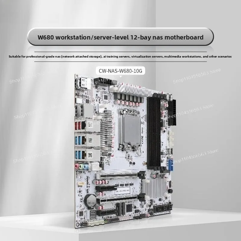 W680 NAS Motherboard, 12 Bay 10GbE, DDR5 ECC Support, M.2 Interface
