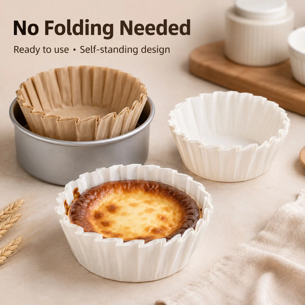 4/6/8 inch Basque Cheesecake Oil Paper Tray Foldable Cake Mold Disposable Release Mousse Cake Paper Baking Oil Proof Edge Paper