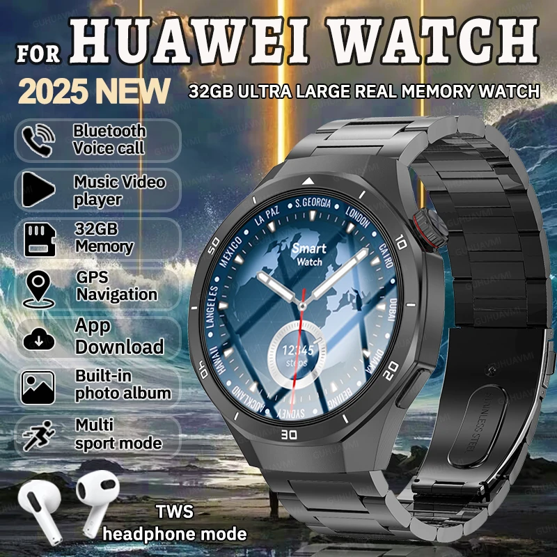 

Для HUAWEI Fashion Man Ultra Big 32 ГБ памяти Smart Watch Приложение Загрузка GPS Карта MP3/MP4 Плеер Фитнес Спорт Bluetooth Вызов Часы