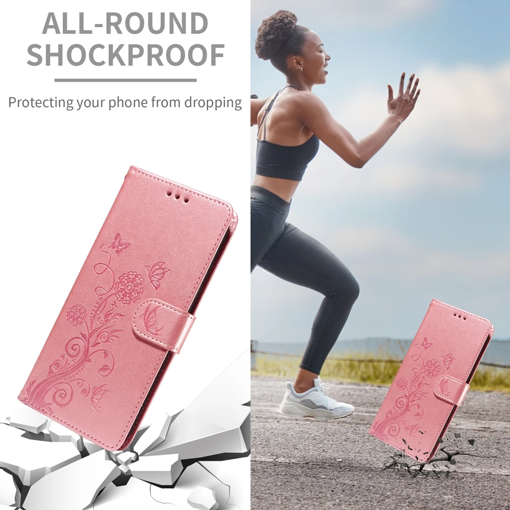 Magnetische Leder-Brieftaschenhülle für Xiaomi Redmi Note 15 Pro Plus 4G 5G Telefonbuchhülle mit Standfunktion Geprägte Blumen- und Schmetterlingsmuster – Detail 7